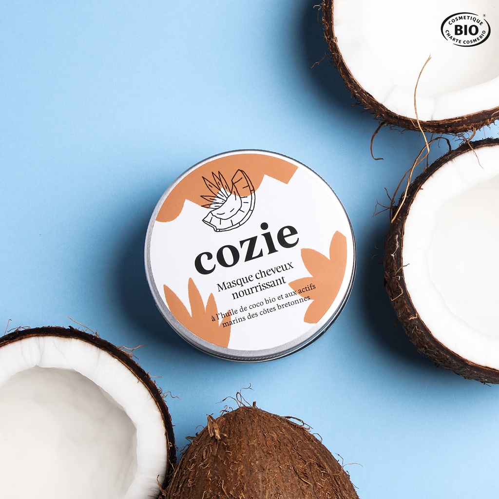 Masque cheveux nourrissant - à l'huile de coco bio et aux actifs marins des côtes bretonnes - Certifié Cosmos organic