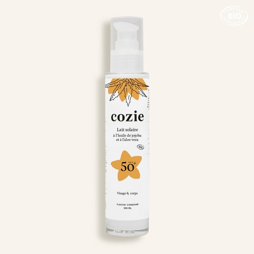 Cozie - Lait solaire SPF 50 (100 ml) - Certifié Cosmos Organic
