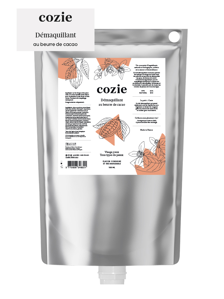 Cozie - Poche Démaquillant - au beurre de cacao - Certifié Cosmos Organic°