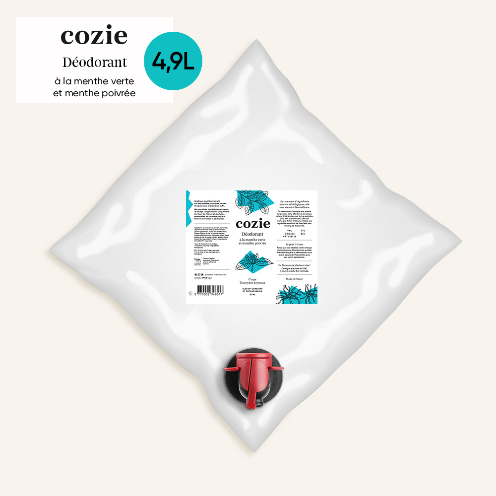 Cozie- Poche déodorant 4,9 litres - Certifié Cosmos Organic