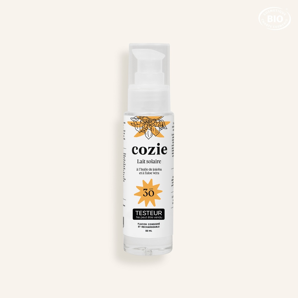 Cozie - Testeur Lait solaire SPF 30 - Certifié Cosmos organic