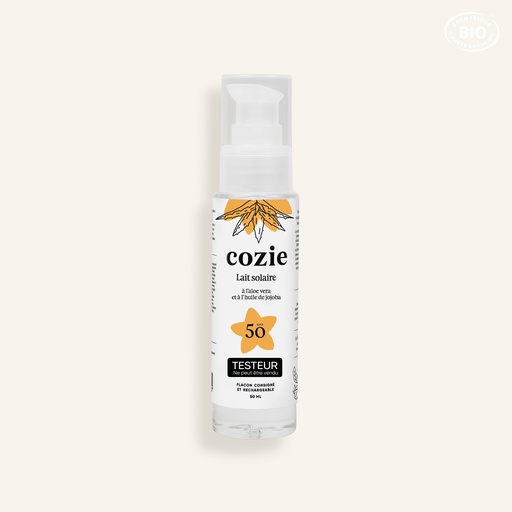 Cozie - Testeur Lait solaire SPF 50 - Certifié Cosmos organic