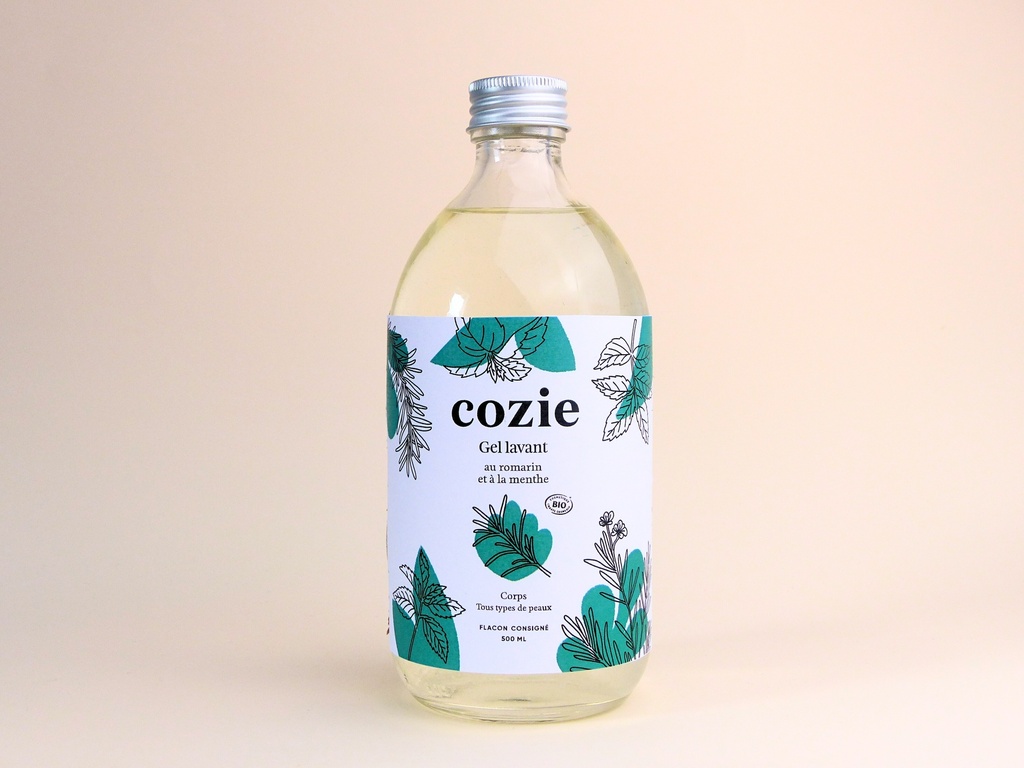 Cozie - Gel lavant Romarin (500ml) - Certifié Cosmos Organic°