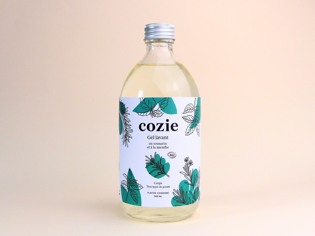 Cozie - Gel lavant Romarin (500ml) - Certifié Cosmos organic