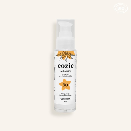 [VE0034] Cozie - Lait solaire SPF 50 (50 ml) - Certifié Cosmos Organic°