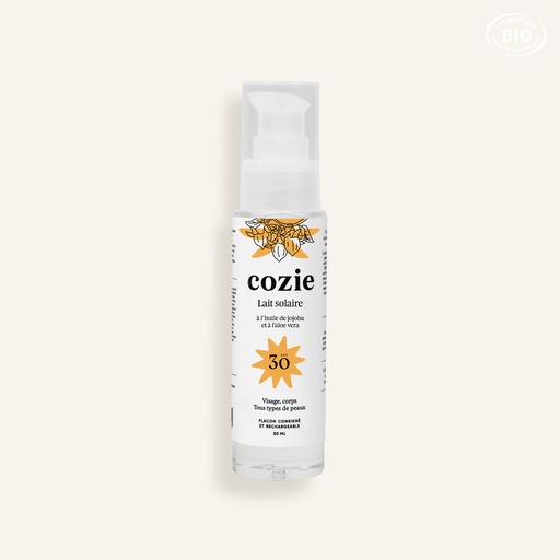 [VE0046] Cozie - Lait solaire SPF 30 (50 mL) - Certifié Cosmos organic