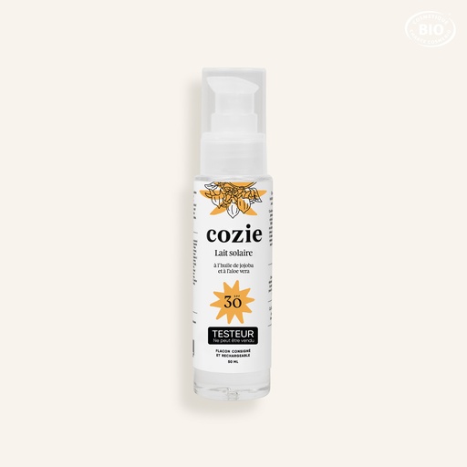 [TE0046] Cozie - Testeur Lait solaire SPF 30 - Certifié Cosmos organic