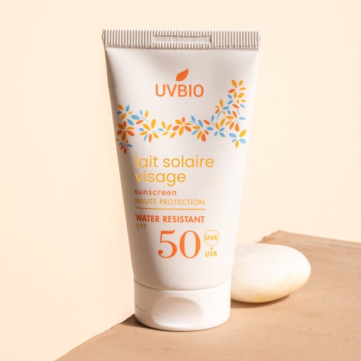 [L36] UVBIO - Lait solaire Bio VISAGE SPF 50 - 50ml - Certifié Cosmos Organic**